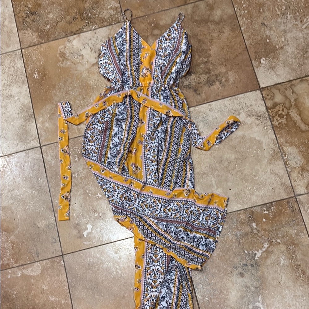J for Justify Yellow and Blue floral paisley Jumpsuit